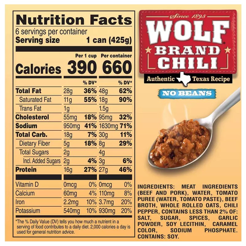 Wolf Brand "No Bean" Chili 15oz., 6pk.