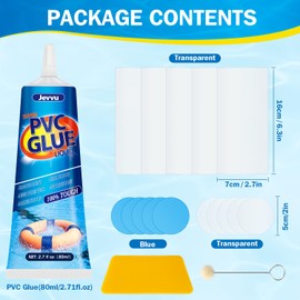 Jevvu Jevvu Air Mattress Patch Kit, Heavy Duty Vinyl Inflatable Repair Kit for Air Mattress, Snow Tube, Swimming Ring, Bounce House, PVC Boat, Pool, Tent, Waterproof UV- Resistant Repair Glue