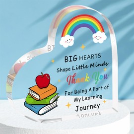 HULALA Teacher Gifts Teacher Gifts For Women Thank You Teacher Gifts Acrylic Heart Teacher Plaque Teacher Appreciation Gifts Teacher Leaving Gifts Big Hearts Shape Little Minds Gift