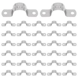 Mormchlots 32Pcs 20mm / 3/4" Stainless Steel U Bracket Pipe Clamp, Conduit Clamps, Rigid Pipe Strap, Two Hole Cable Strap, Heavy Duty Pipe Fasten Holder for Tube, Pipe, Wire Cord