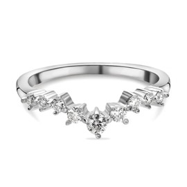 TJC Moissanite Wishbone Ring for Women in Platinum Plated 925 Sterling Silver Size J Prong Setting Metal Wt. 1.57 Grams