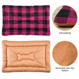 xigua Purple Buffalo Plaid Pet Bed, Soft Anti-Slip Dog Cat Bed Pet Mattress for Small Medium Large Dogs and Cats, 36 x 24 Inch