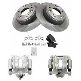 Rear Brake Pad and Rotor Set Semi Metallic Solid Rotors Calipers Compatible with 1991-1995 Acura Legend 1996-1998 RL 1995-1998 Honda Odyssey 1996-1999 Isuzu Oasis