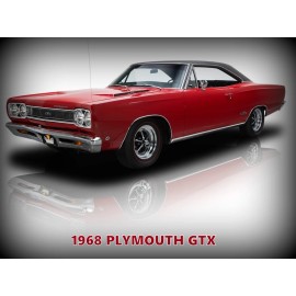 1968 Plymouth GTX in Red & Black Metal Sign: 12x16" & Ships Free