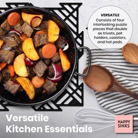 HAPPY SINKS Silicone Kitchen Sink Mat & Sink Protector - Heat-Resistant Trivet