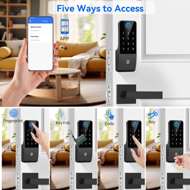 Smart Fingerprint Digital Door Lock - Keypad Lock and 2-Lever