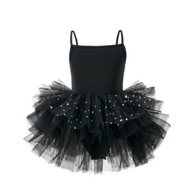 Toddler Girls Tutu Dresses Strap Shiny Tulle Ballet Leotard Ballerina Costume for Dance Black 2-4 Years