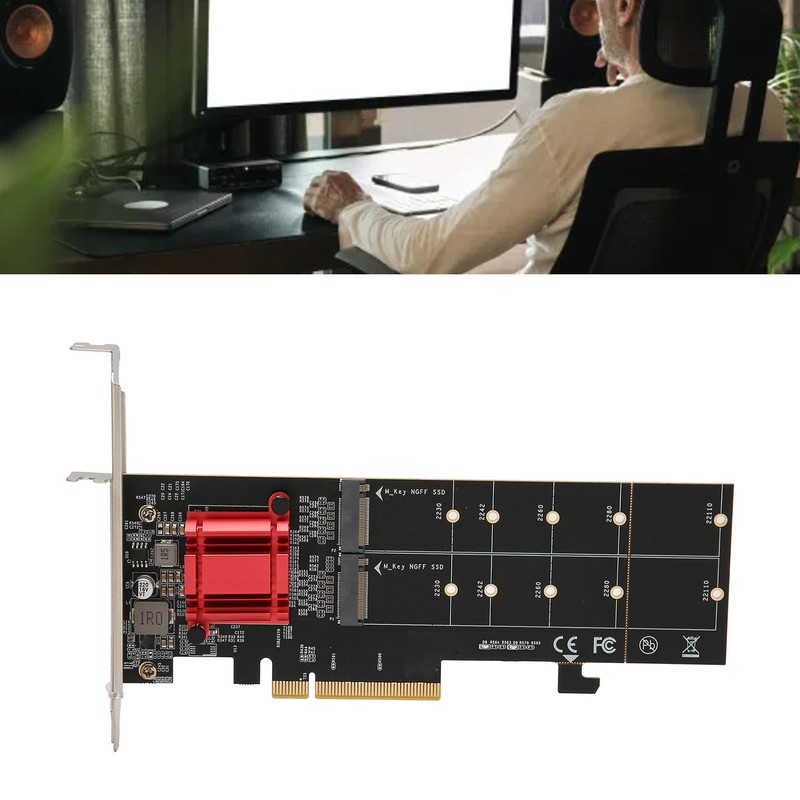Dual M.2 PCIe NVMe Adapter with PCIe Bifurcation Function SSD