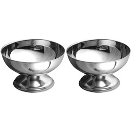 DOITOOL 2PCS Stainless Steel Ice Cream Bowls Set, Dessert Cups with Footed for Dessert, Sundae, Ice Cream, Fruit, Salad, Snack, Cocktail, Condiment (10 X 10 X 6.5 CM)