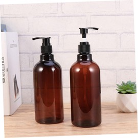 PACKOVE 2pcs Refillable Shampoo Dispenser Bottles with Screw Pump Brown Pet Liquid Bottle for Essential Oils Body Lotion and Makeup and Tasteless for Safe Daily Use Random Color