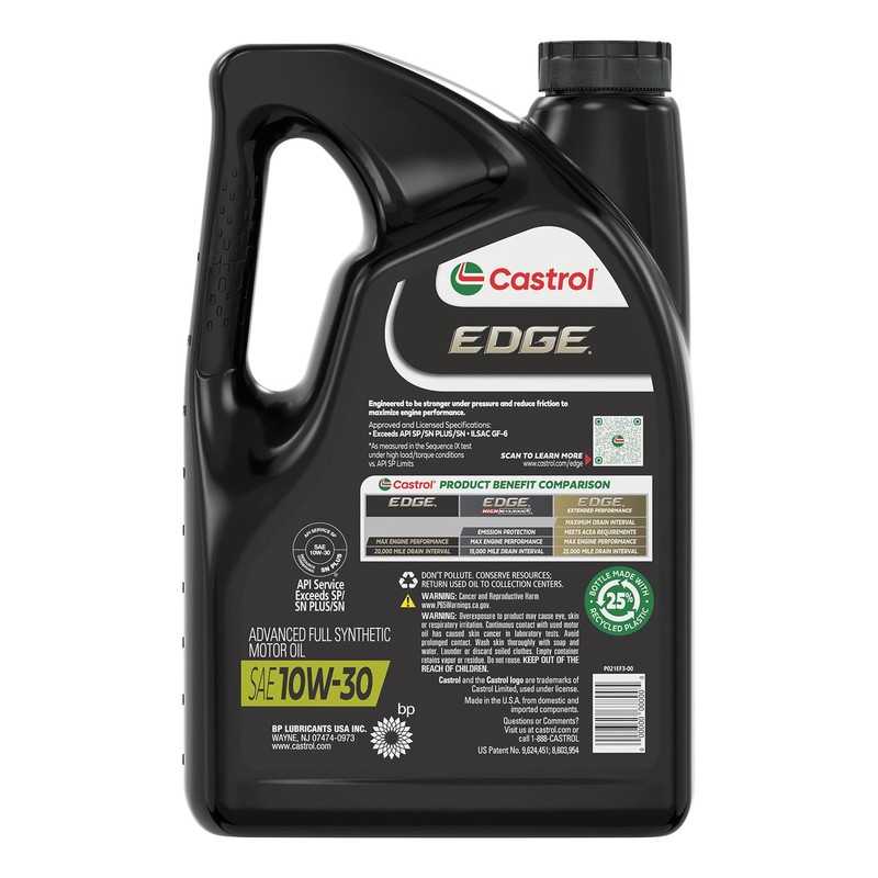 Castrol EDGE 10W-30 Advanced Full Synthetic Motor Oil, 5 Quarts
