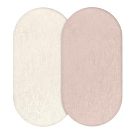 Soarwg Kids Moses Basket Fitted Sheets x 2,Muslin Bassinet Fitted Sheets,Pram Sheets Fitted 83 * 43cm 100% Cotton Crib Sheets for Boy and Girl Baby Fitted Sheets Fit for Oval, Rectangle Bassinet