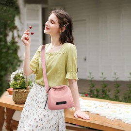 PORRASSO Women Crossbody Bag Casual Shoulder Bag Girl Lightweight Waist Pack for Work Travel Shopping Hiking Sport Pink