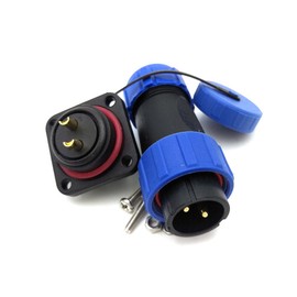 SP21 IP67 2PIN Waterproof Connector, 30A 500V Solder Plug Socket Aviation Welded Male Female Industrial Bulkhead Waterproof Connectors (Square Panel)