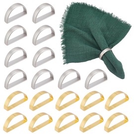 PH PandaHall 20pcs Metal Napkin Ring 2 Colors Semicircle Napkin Holders Christmas Napkin Rings Alloy Napkin Holder Buckles Serviette Buckles for Dinner Table Decor Wedding Banquet Valentine's Day