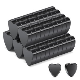 Wukong 20 x 5 mm, Pack of 50 Strong Ferrite Magnets for Magnetic Board, Pin Board Magnets, Black, Heart Magnets for Blackboard, Offices and Schools