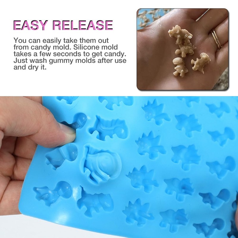 Eolilim 5PCS Mini Gummy Silicone Molds with 2 Droppers, Gummies