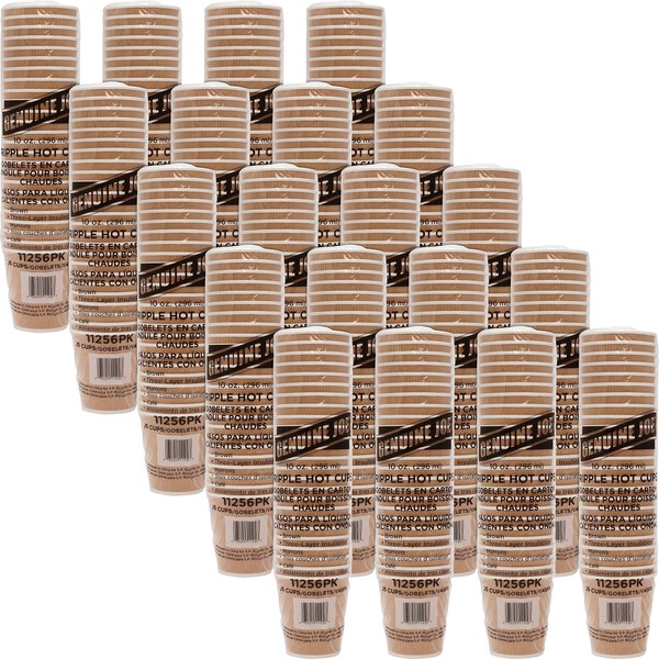 Genuine Joe GJO11256CT Insulated Ripple Hot Cup, 10-Ounce Capacity (Pack of 500),Brown