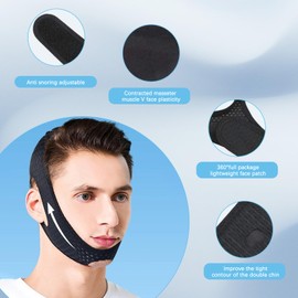 Adjustable Anti Snoring Chin Strap Set for Sleeping, V Line Face Lifting Chin Mask Effect, Breathable Jaw Strap, Double Chin Reducer Jaw Strap for Sleeping