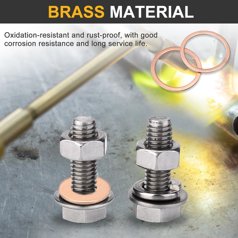 sourcing map M33 Flat Washer, 6 Pcs Copper Ring Flat