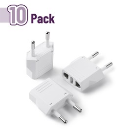 Bates European Travel Adapter - 10 Pack, US to Europe Plug Adapter for European Travel