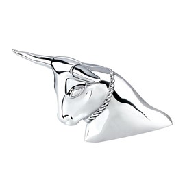 C2W Chrome Long Horn Bull Hood Ornament