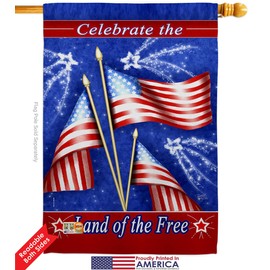 Celebrate Freedom Garden House Flags Kit Americana Fourth of July Independence Day Fireworks BBQ United State American Small Decorative Gift Yard Banner Double-Sided Made In USA 28 X 40
