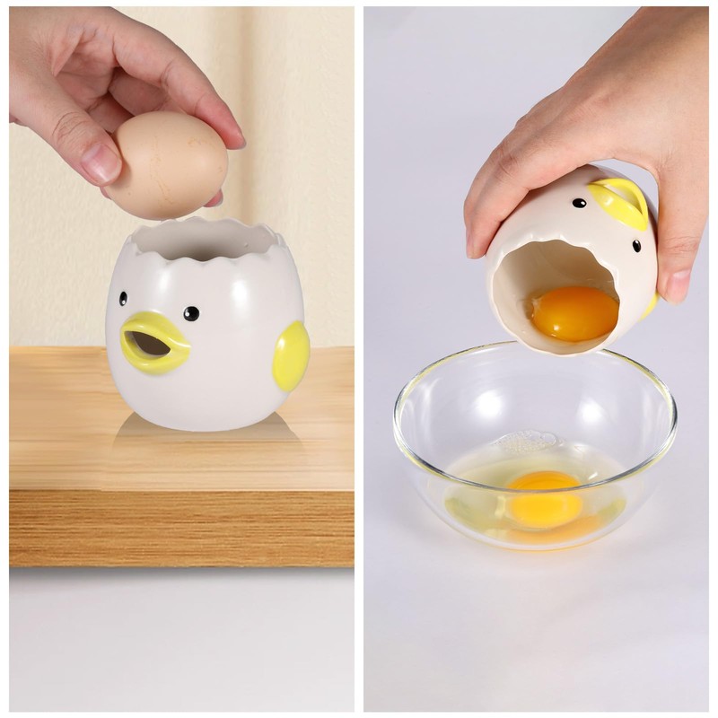 2 Pack Cute Egg Separator, Ceramics Vomiting Chicken Egg Yolk