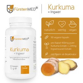 Fürstenmed Frankincense Boswellia Serrata Capsules + Turmeric (Curcumin) and Ginger (Gingerol) from Germany & Vegan – High Dose No Additives