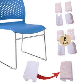 Rectangle Shaped Chair Leg Tips Caps with Felt Pads,Furniture Feet Protectors Slide Smoothly No Scratches No Noise Protect Hardwood Floors, Fit Dia 25/64inch(10mm) Tubular Legs (White 8 Pack)
