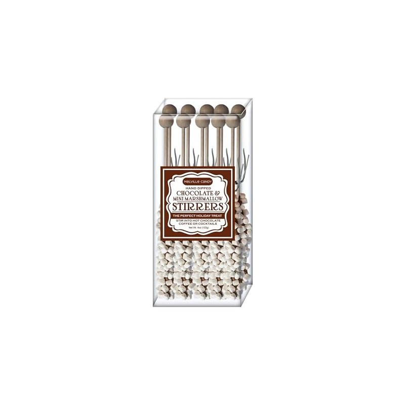 Melville Candy Mini Marshmallow Hot Chocolate Stirrers, 10 Count Gift