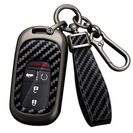 HIBEYO Remote Control Car Key Case Fits Honda Protective Case Carbon Fibre Pattern Key Case Fits Honda Accord Civic Pilot HR-V CR-V Sport SI EX EX-L Touring Key Fob Black