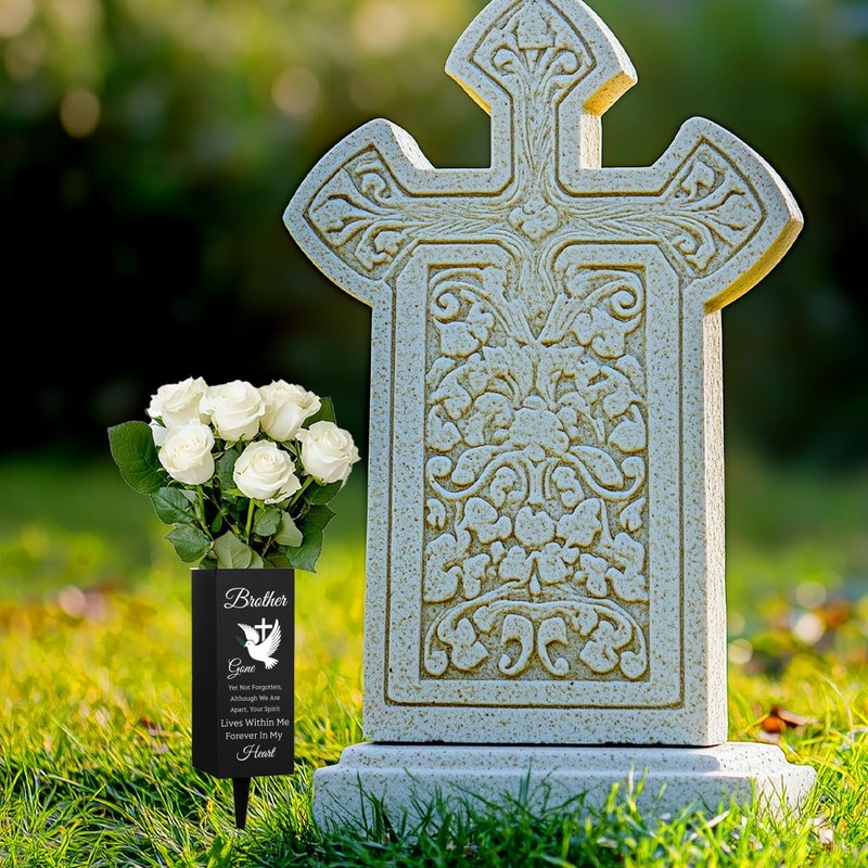 WEBEEDY Cemetery Vases For Brother Metal Cemetery Vases Flower Holder