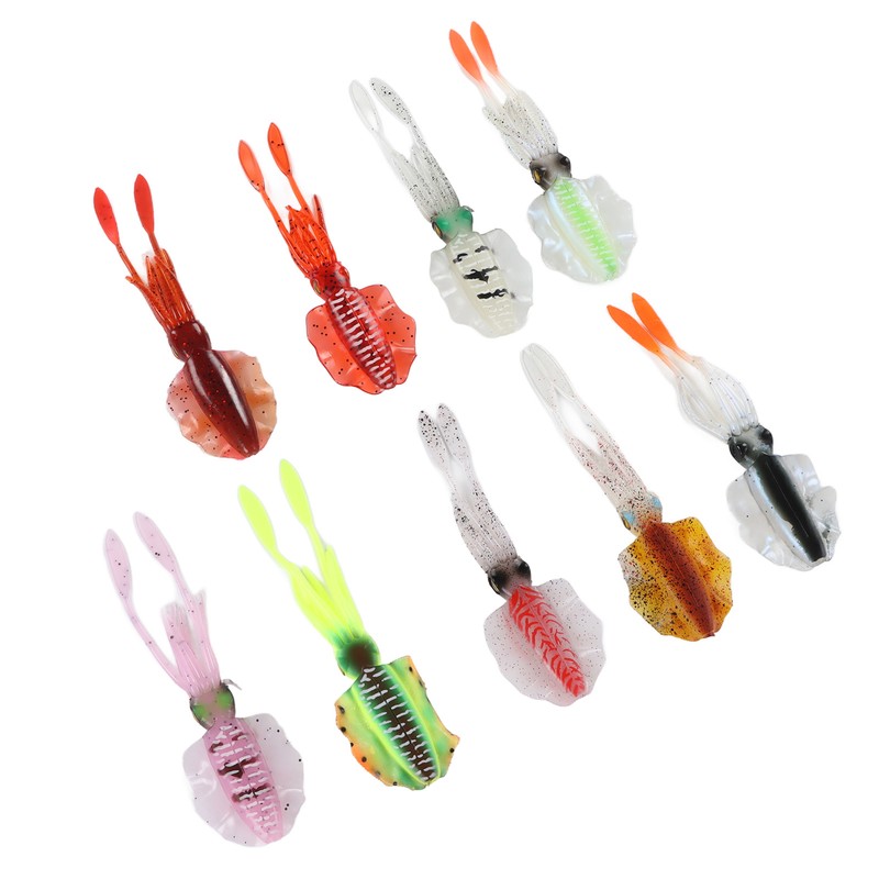 9Pcs Simulation Fishing Lures PVC Luminous Soft Fishing Baits for