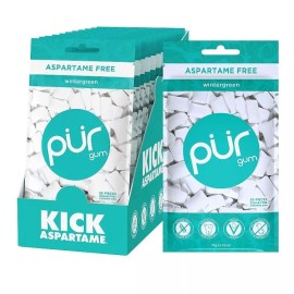 PUR Xylitol Chewing Gum WINTERGREEN (55 Pieces, 12 Pack) Sugarless Vegan Pure
