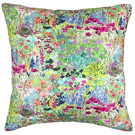 FLORET LONDON [LIBERTY PRINT Liberty Print] Cushion Cover 17.7 x 17.7 inches (45 x 45 cm), Alice's Garden Green