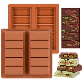Fimary Dubai Chocolate Molds 1 Inch Deep, Silicone Chocolate Bar Mold – Non-Stick, Flexible, Large and Thick Homemade Chocolates, Candies, and Desserts - Set of 2