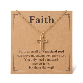 RINHOO Mustard Seed Cross Necklace Inspirational Christian Gifts for Women Move Mountains Shell Necklace Christian Faith Jewelry for Women Valentines Confirmation Gifts (Gold-Style 2)