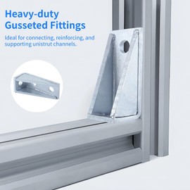 yeesport 12 Pcs 90 Degree Gusseted Fittings, Right Angle Connector Brackets for 1-5/8" Strut Channel, 3-Hole Welded Corner Braces, Heavy Duty Carbon Steel Corner Connector Braces, Fit 1/2" Bolts