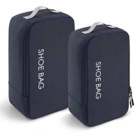Asnews Travel Shoe Bags, Pack of 2 Travel Essentials Shoe Storage Organizer with Zipper Closure, Travel Accessories Vacation,Luggage Organizer Portable Shoe Pouch with Handle, Navy Blue