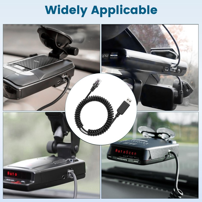Radar Detector Cable, USB 2.0 to RJ11 Plug Cable 5V-12V
