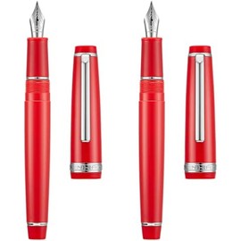 Jinhao 82 - Pluma estilográfica de resina iridio extrafina y punta fina con convertidor, rojo con clip plateado