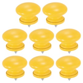 sourcing map 8Pcs Round Wood Drawer Knob, 1.26" x 0.98" Self-Tapping Solid Wood Handle Round Cabinet Knob Mushroom Shape Wooden Knobs for Furniture Dresser Wardrobe, Yellow