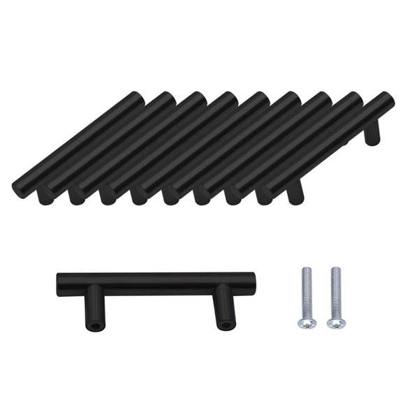 SPDYCESS Pack of 10 T Bar Handles, Brushed Cabinet Door