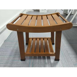 Bamboo Corner Shower Stool - Waterproof Shower Stool for Inside Shower, Shaving Legs & Small Spaces, 2-Tier Shower Foot Rest with Storage Shelf, Bath Seat & Corner Bench for Woman, Mom, Spa