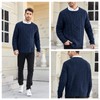 Runcati Men's Chunky Knit Cable Knit Pullover Autumn Winter Crew