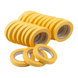 Lichamp 20-Pack Automotive Refinish Masking Tape Yellow 18mm x 55m, Cars Vehicles Auto Body Paint Tape, Automotive Painters Tapes Bulk Set 0.7-inch x 180-foot x 20 Rolls