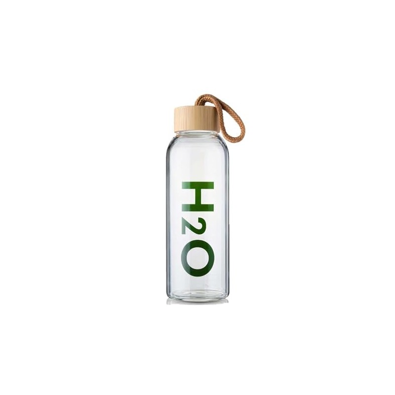 trendmiya Glass Water Bottle with Bamboo Lid - Light and