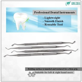4 Pcs Dental Composite Filling Amalgam Plugger Instruments Stainless Steel Double Sided Set for Aesthetic Restoration & Layering Professional Oral Care