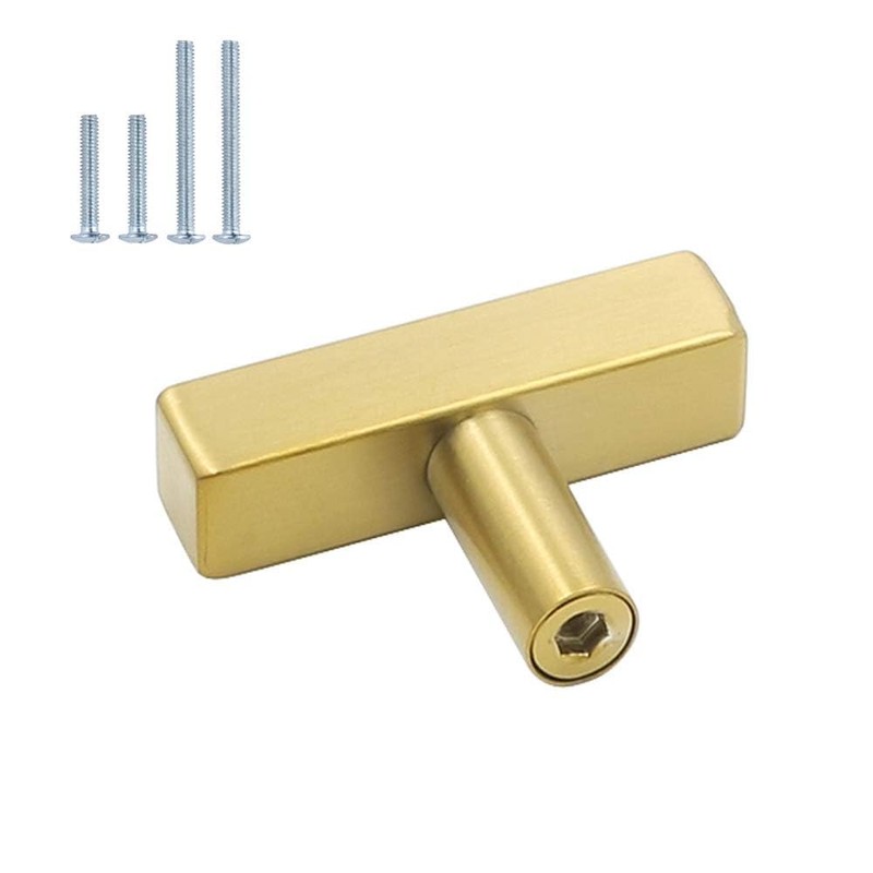 goldenwarm 10 Pack Gold Drawer Knobs T Bar Gold Cabinet